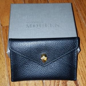 Alexander McQueen black leather card holder